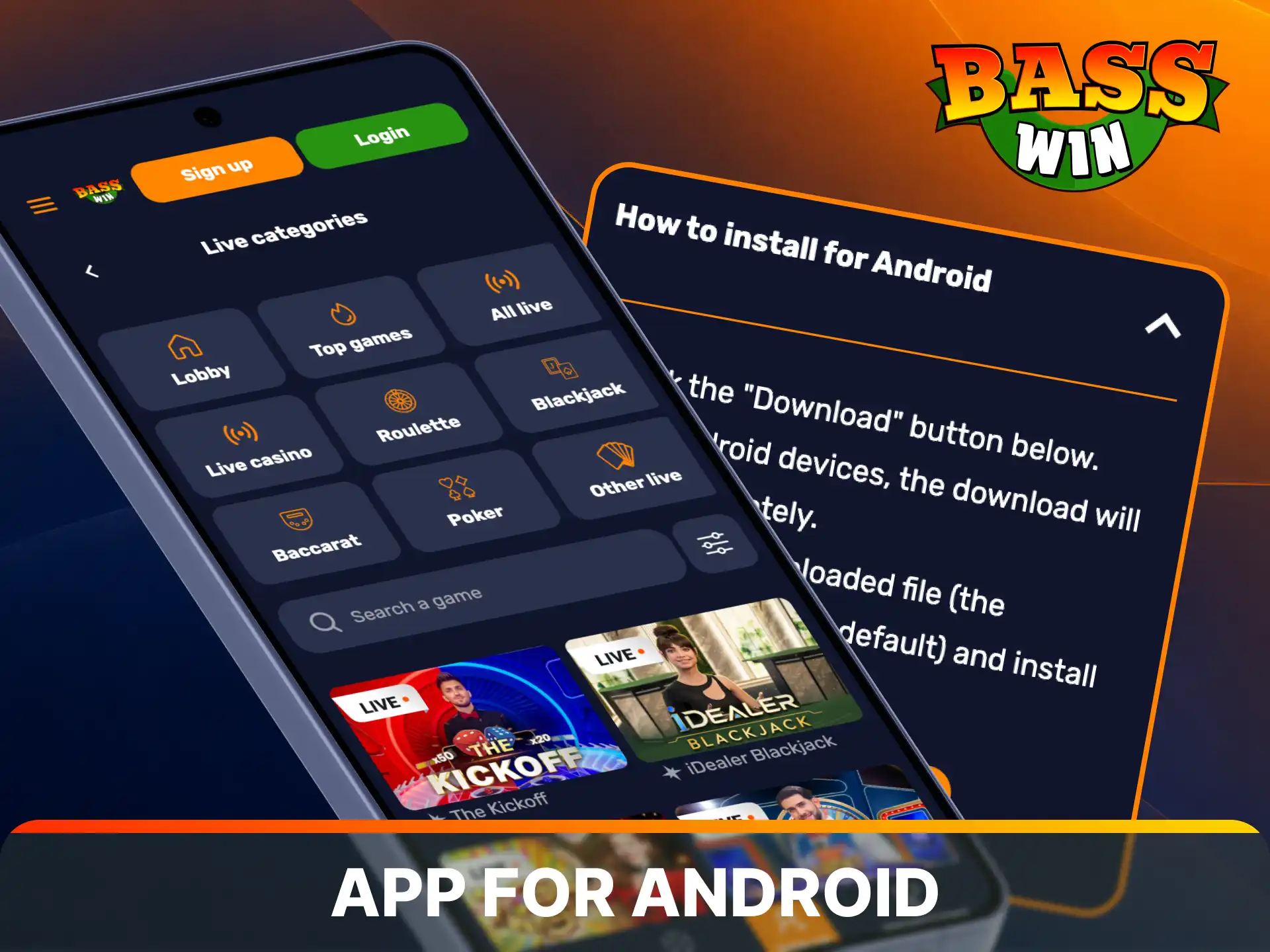 Install the official software and run the dedicated Basswin App for Android devices.
