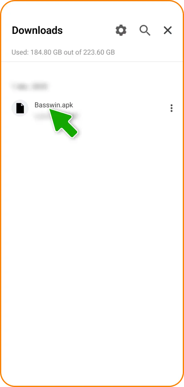 Open your recent mobile documents to run the installer file for your Basswin mobile setup.