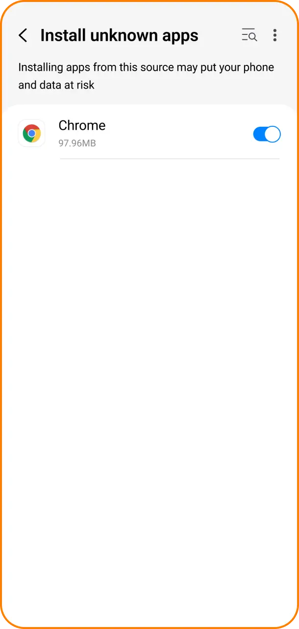 Adjust your smartphone security settings to enable unknown sources for the Basswin installer.