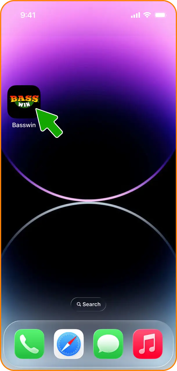 Tap the desktop web shortcut to launch the PWA and start playing at Basswin.