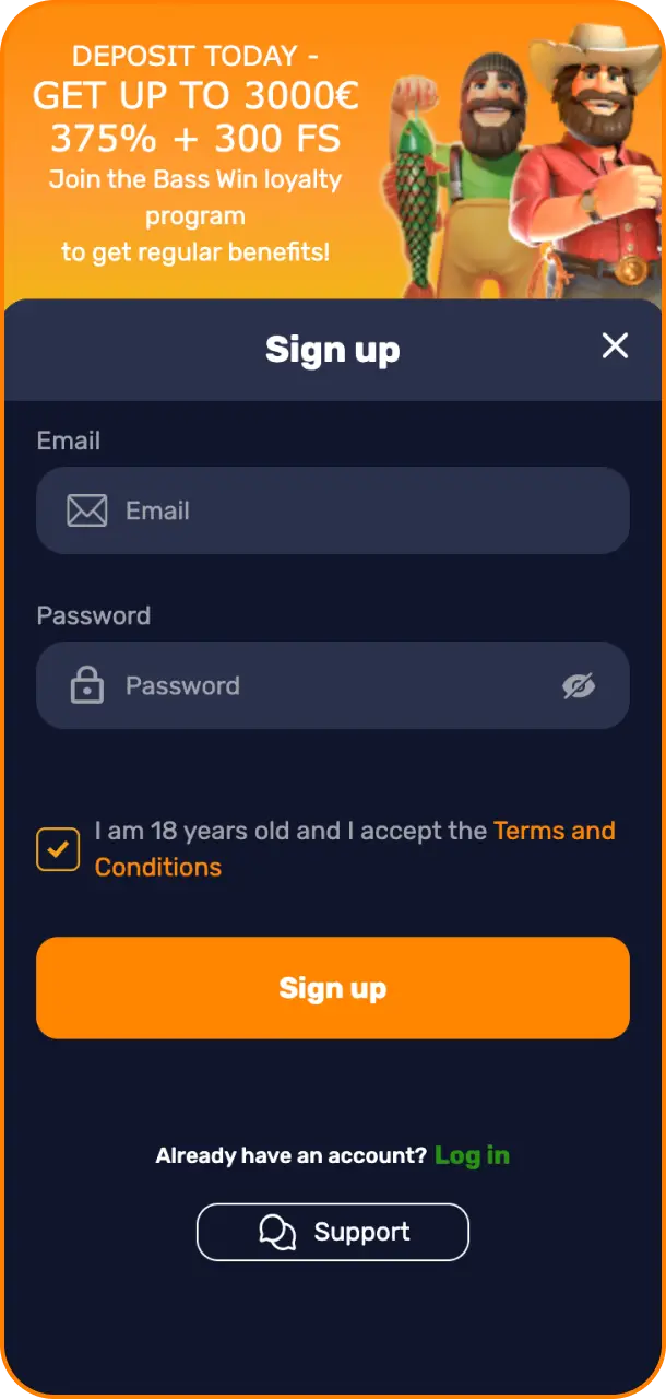 Complete your smartphone registration via the app interface register section of Basswin.