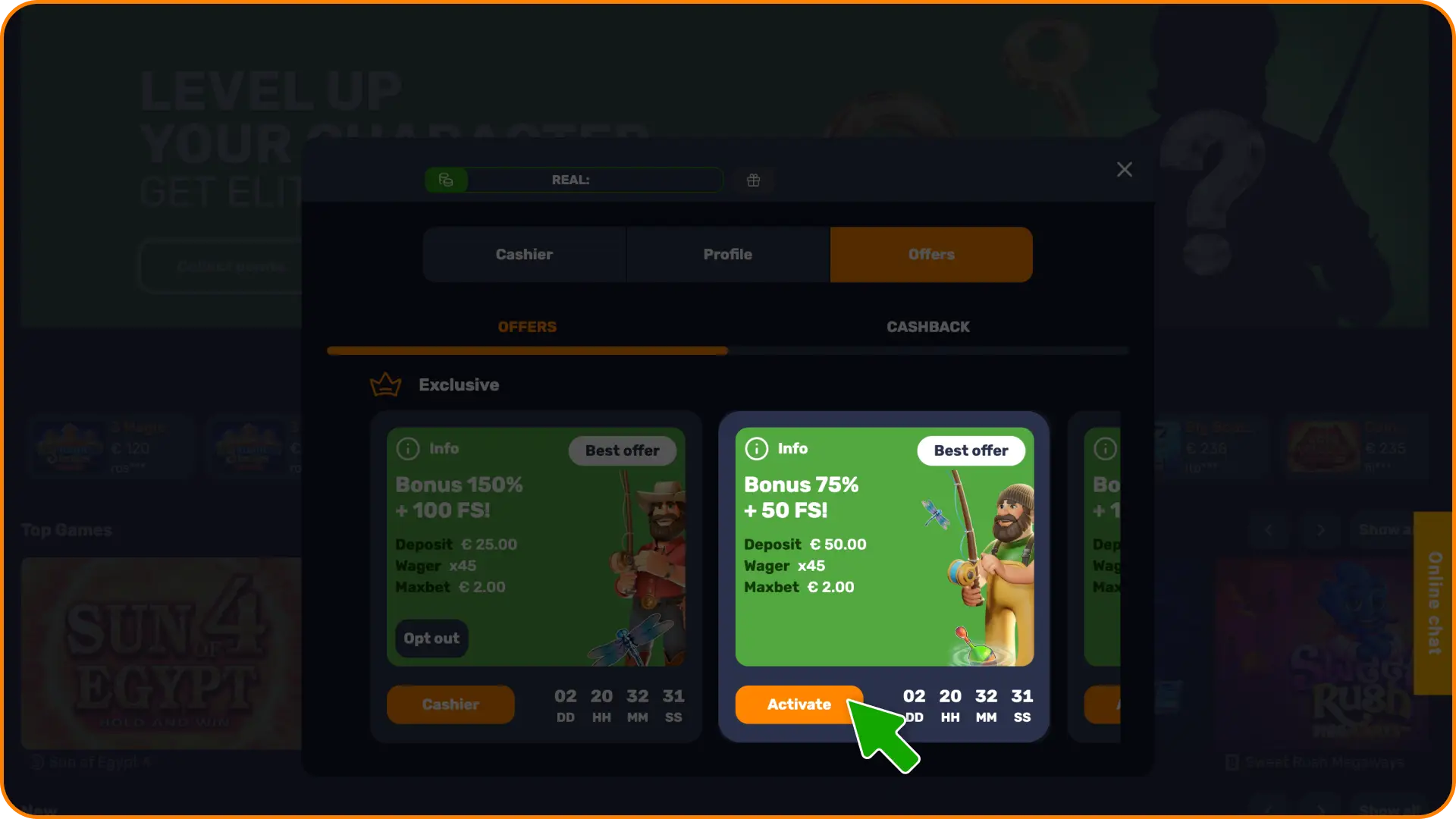Head to your player dashboard to activate your bonus and start winning on Basswin.