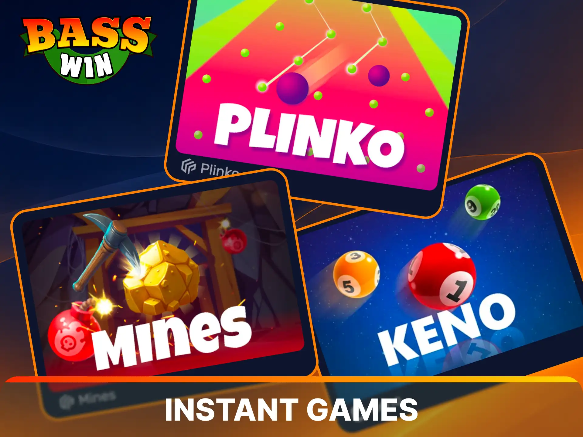 Win immediate cash prizes with fast-paced titles inside Basswin instant games.