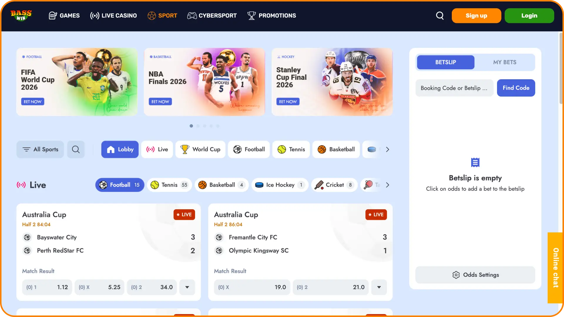 Access highly competitive sports wagering lines on the main interface sport dashboard.