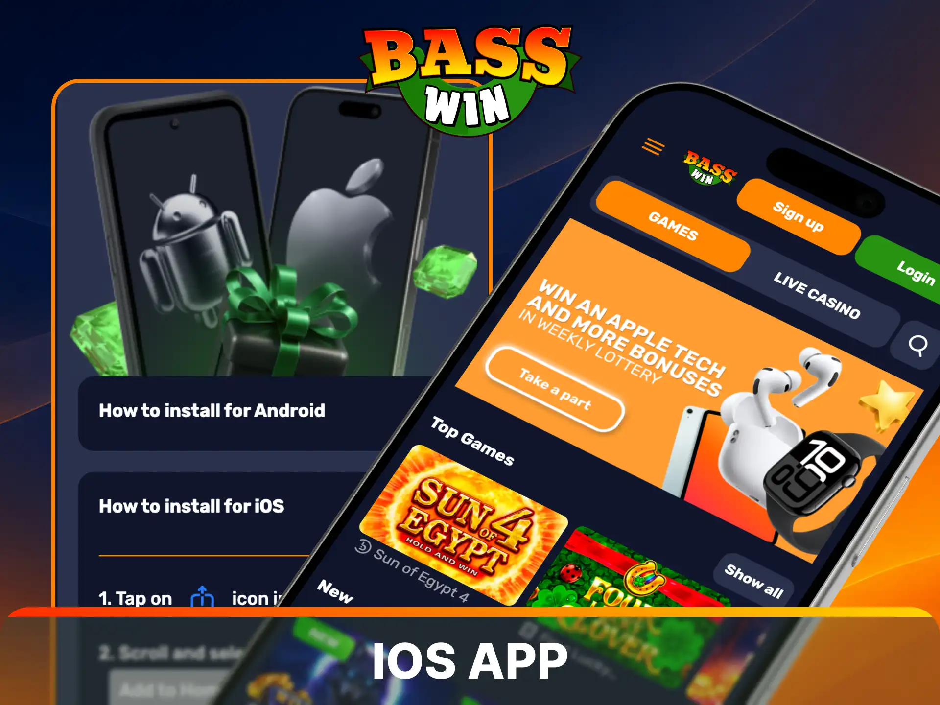 Install the fully optimized software from the official platform store to launch the sleek Basswin iOS app.