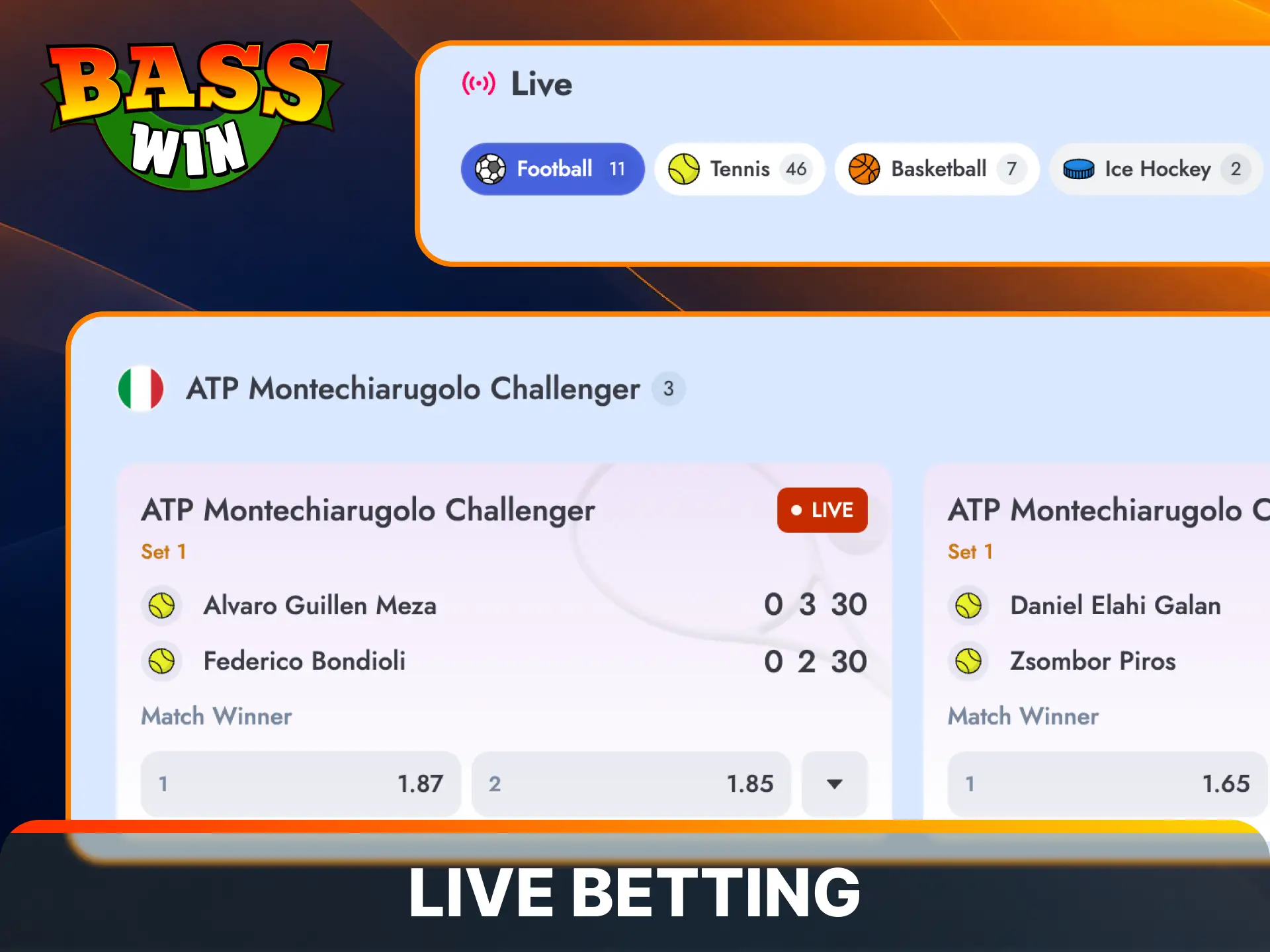 Experience real-time wagering excitement on major sporting events directly at Basswin.