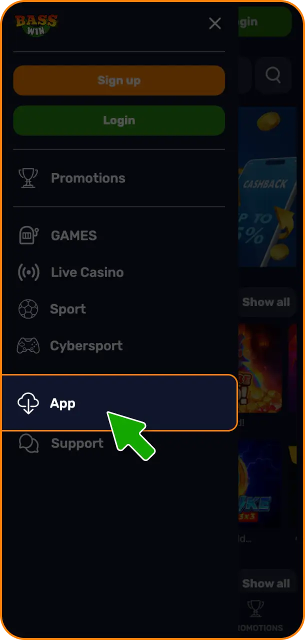 Save the mobile installer file to download the app and begin your mobile setup at Basswin.