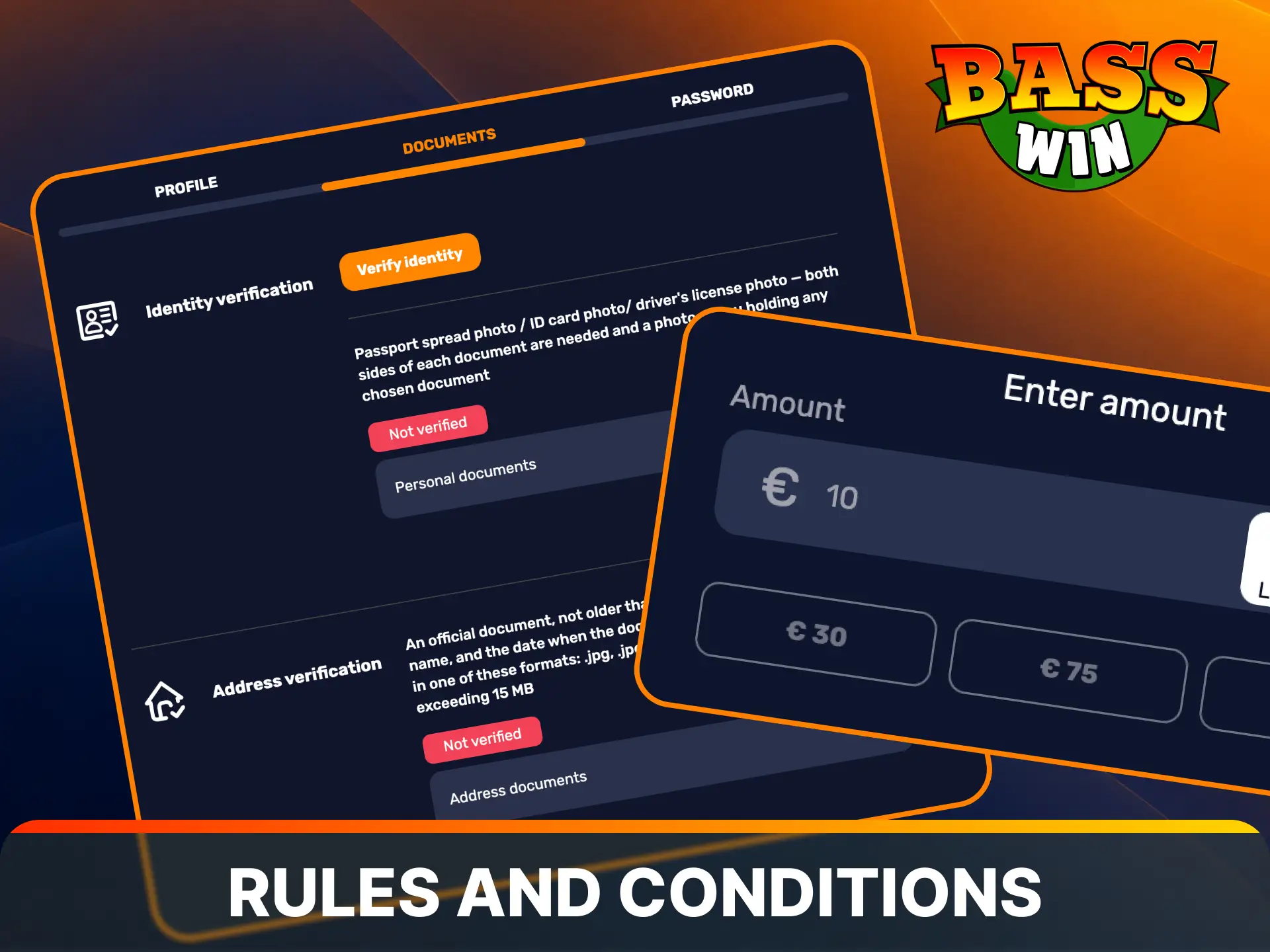 Review the active wagering requirements and official Basswin withdrawal rules and conditions.