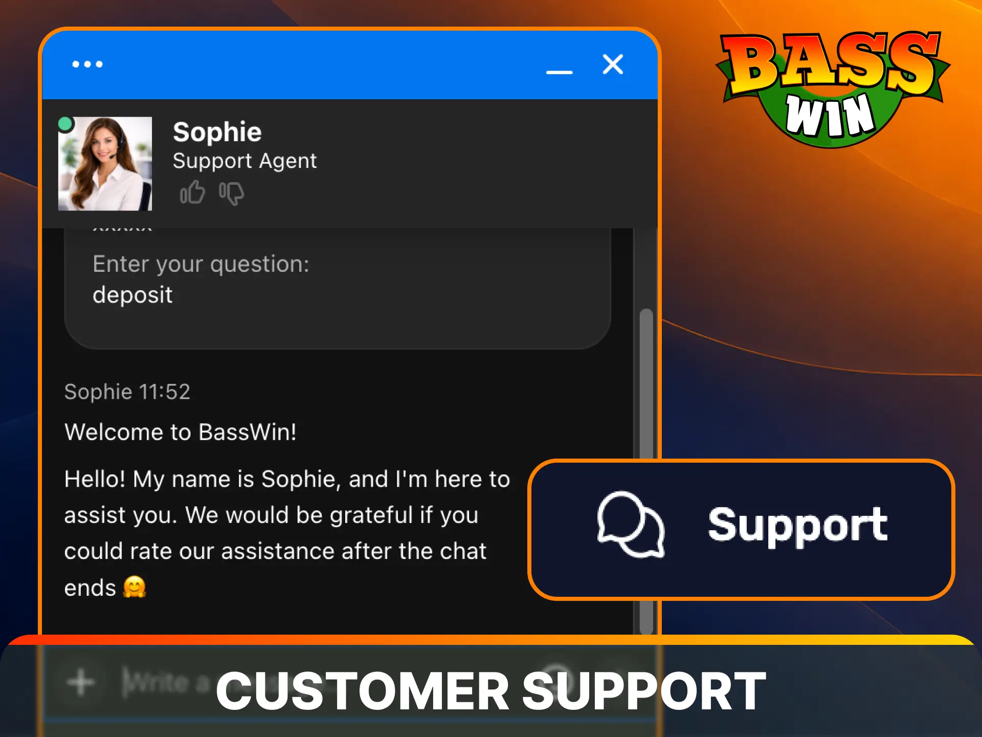Connect with helpful managers to get instant assistance regarding any Basswin withdrawal question.